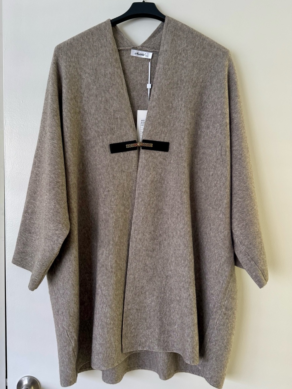 Taupe Wool-Blend Cape Coat